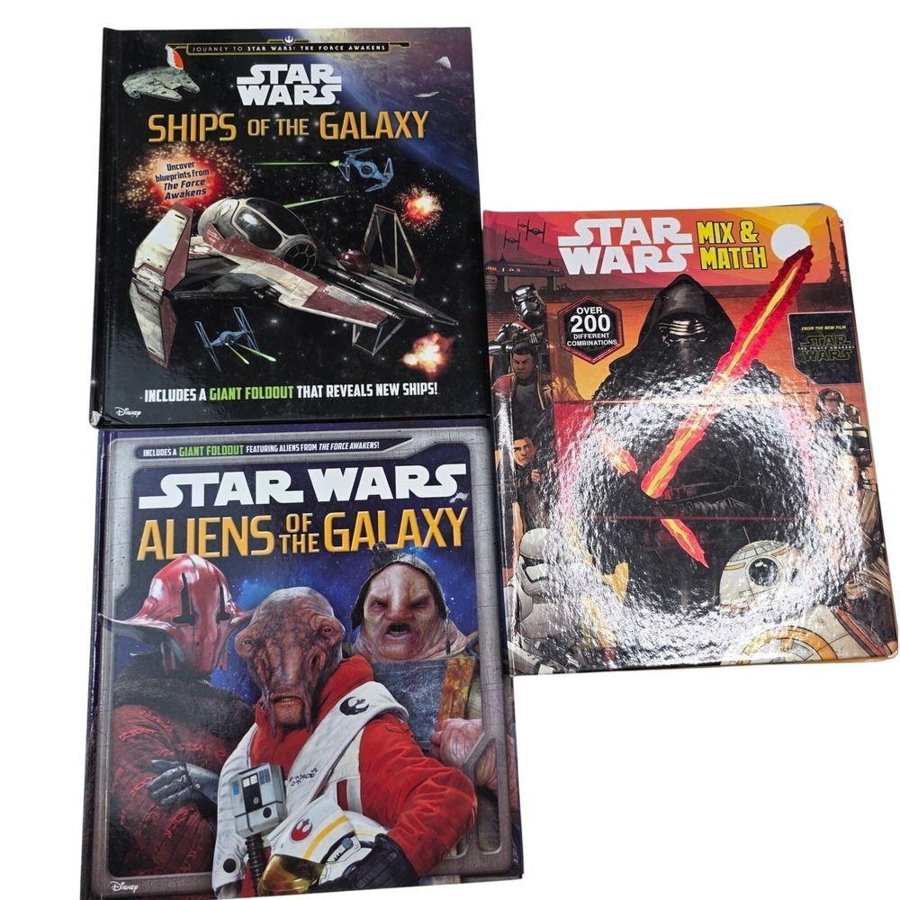 Star Wars The Force Awakens 3 Book Lot Ships Aliens Galaxy Mix Match Studio Fun